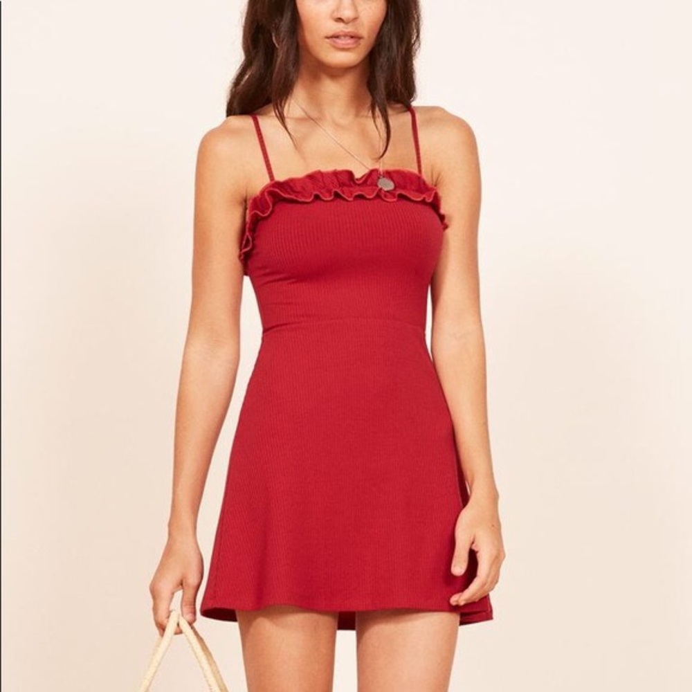 Reformation Bri Red Knit Mini Dress